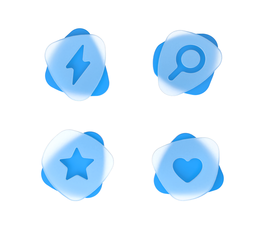 4 icons in frosted glass style